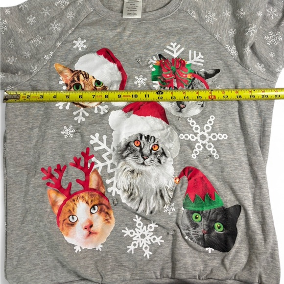 Freeze Light Up Christmas Cat Sweatshirt Large LED Ugly Christmas Sweater - Picture 2 of 7